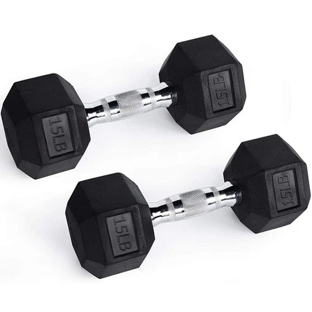 Fit Home Premium Rubber Hex Dumbbell Set (Pair)