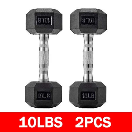 Fit Home Premium Rubber Hex Dumbbell Set (Pair)