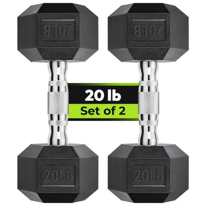 Fit Home Premium Rubber Hex Dumbbell Set (Pair)