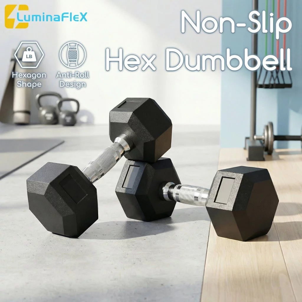 Fit Home Premium Rubber Hex Dumbbell Set (Pair)