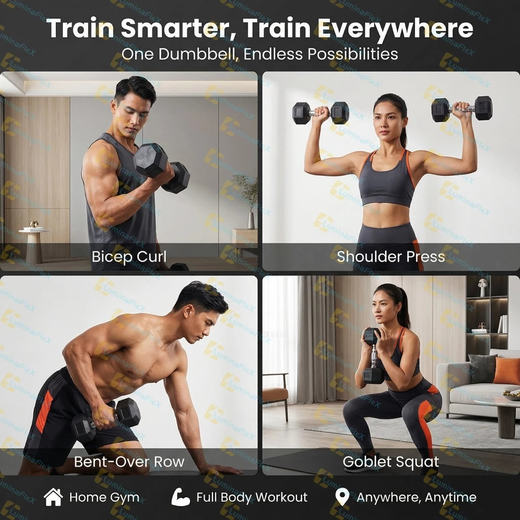 Fit Home Premium Rubber Hex Dumbbell Set (Pair)