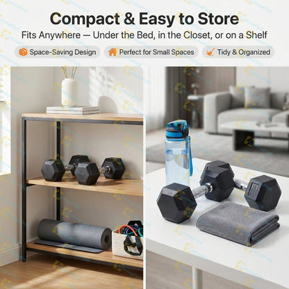 Fit Home Premium Rubber Hex Dumbbell Set (Pair)
